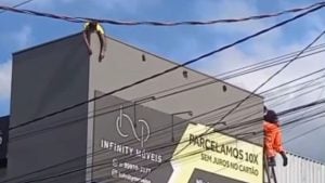 Pintor leva choque no trabalho e fica pendurado em Divinópolis