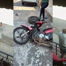 Pneu 'desce rua' e atinge moto no Niterói, em Divinópolis