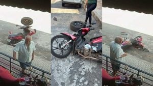 Pneu 'desce rua' e atinge moto no Niterói, em Divinópolis