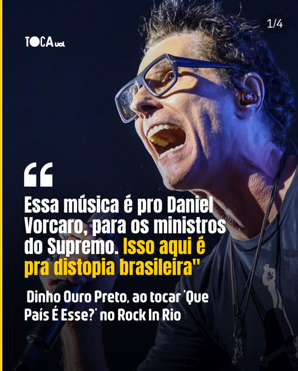 Dinho dedica m&uacute;sica a Vorcaro, STF e pol&iacute;ticos durante show: &ldquo;Que Pa&iacute;s &Eacute; Este&rdquo;