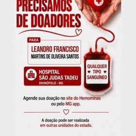 Família de Leandro pede doações de sangue para jovem internado após grave acidente de moto em Divinópolis