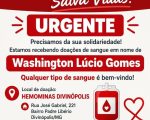 Fam&iacute;lia faz apelo urgente por doa&ccedil;&otilde;es de sangue para Washington L&uacute;cio Gomes