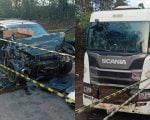 Homem morre ap&oacute;s carro bater de frente com caminh&atilde;o-tanque na MG-431, em Ita&uacute;na