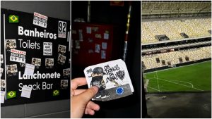 Torcedores do Atlético invadem setor do Cruzeiro na Arena MRV e colam adesivos antes do clássico pelas quartas de final da Copa do Brasil