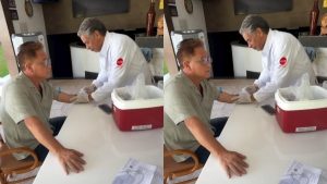 Leonardo realiza novos exames de sangue ap&oacute;s um m&ecirc;s sem consumo de &aacute;lcool; esposa explica o procedimento