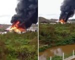 Incêndio destrói fábrica de telhas na rodovia BR-040, em Juiz de Fora