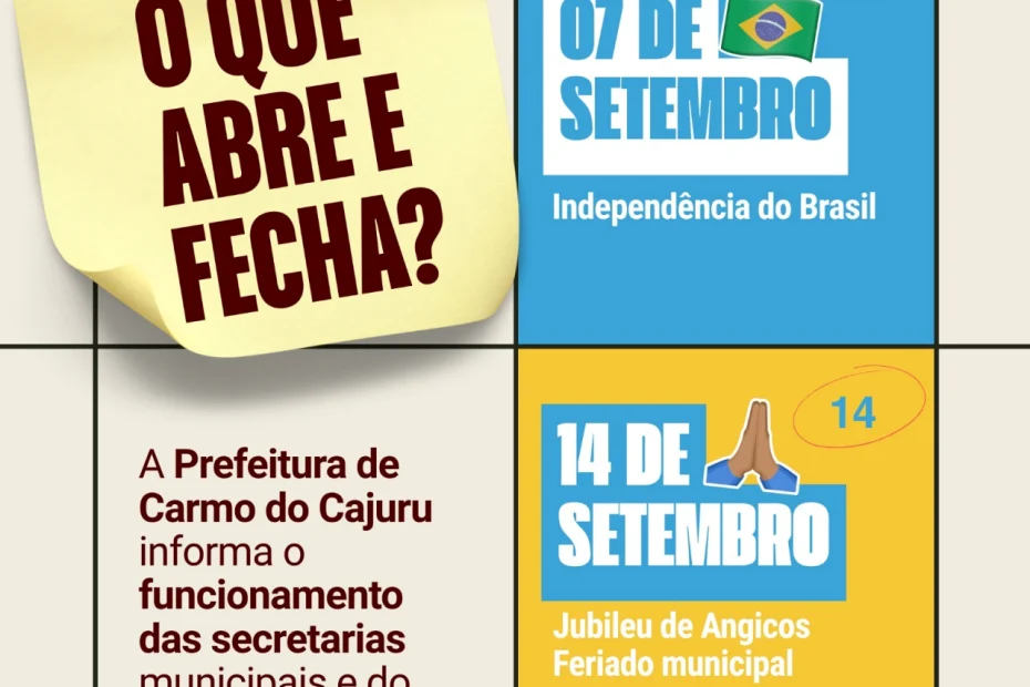 Por que dia 14 de setembro é feriado em Carmo…
