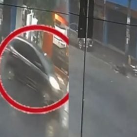 Vídeo: Motorista foge após atropelar motociclista na rua Goiás, em Divinópolis