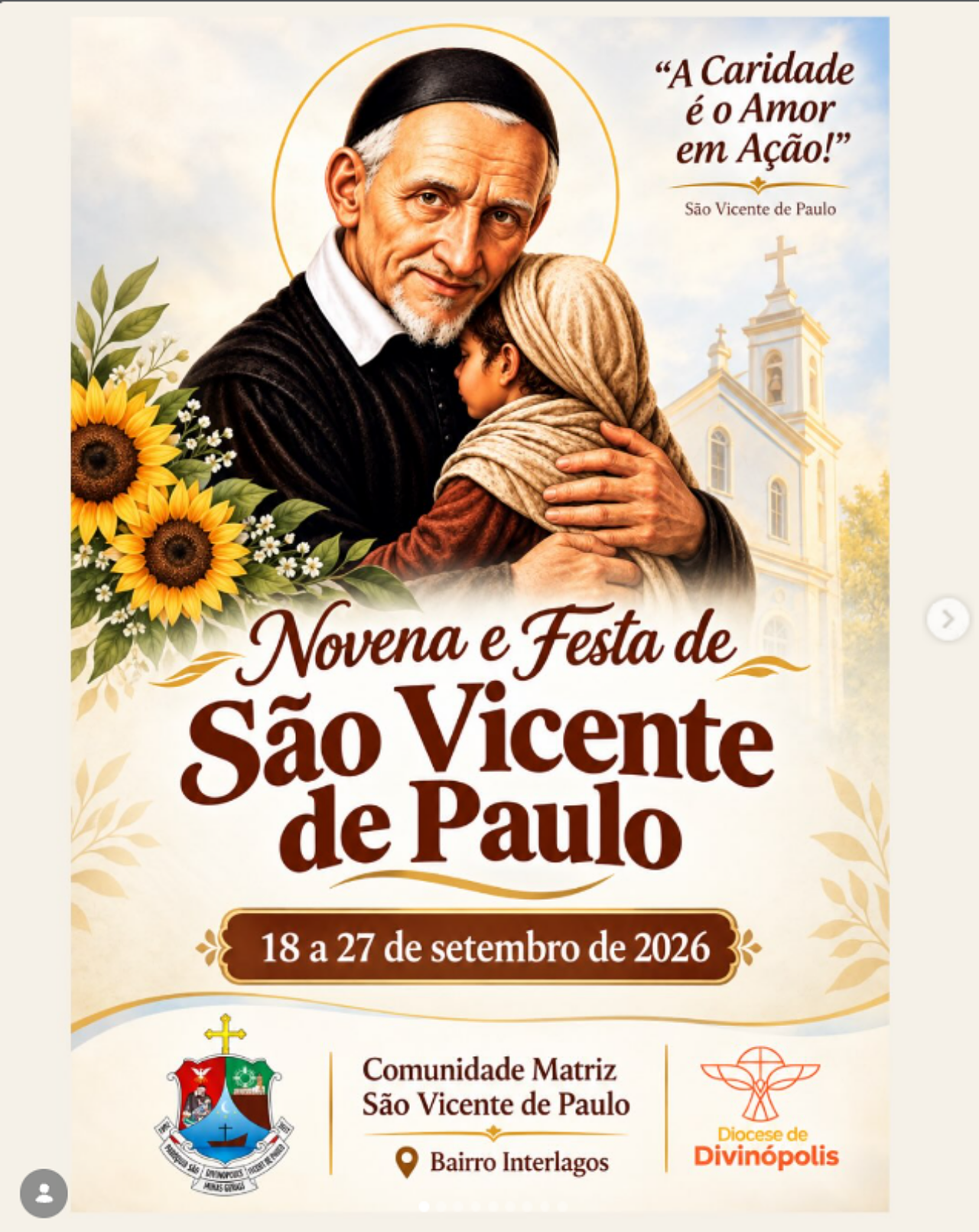 Novena de S&atilde;o Vicente de Paulo come&ccedil;a em Divin&oacute;polis