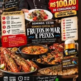 Almoço especial de frutos do Mar é opção gastronômica para o próximo domingo