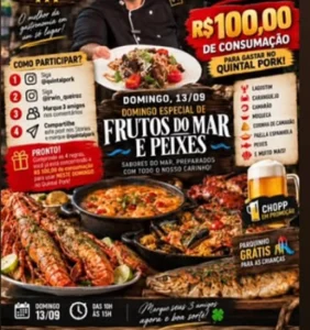 Almoço especial de frutos do Mar é opção gastronômica para o próximo domingo