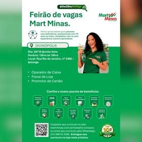 Fachada do Mart Minas em Divinópolis, onde será realizado feirão de vagas de emprego.