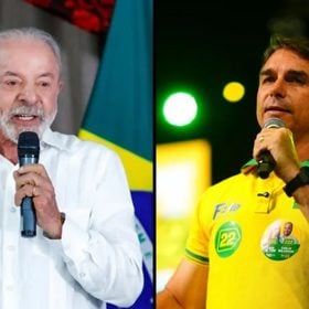 Fl&aacute;vio Bolsonaro e Lula, candidatos &agrave; Presid&ecirc;ncia no segundo turno das elei&ccedil;&otilde;es de 2026