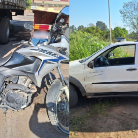 Acidente entre motocicleta e Fiat Strada na BR-494 em Divinópolis