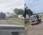 Carretas na contram&atilde;o causam transtornos no bairro LP Pereira