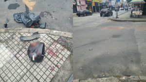 Batida entre carro e moto deixa dois jovens feridos na rua Goi&aacute;s, em Divin&oacute;polis