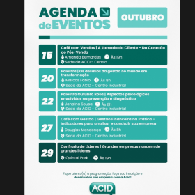 Programa&ccedil;&atilde;o de palestras e encontros gratuitos promovidos pela ACID em Divin&oacute;polis