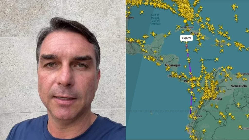Voo de Fl&aacute;vio Bolsonaro e fam&iacute;lia deixa Equador com destino aos EUA