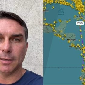 Voo de Fl&aacute;vio Bolsonaro e fam&iacute;lia deixa Equador com destino aos EUA