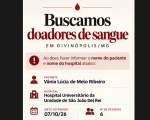 Paciente internada em Divin&oacute;polis precisa de doa&ccedil;&atilde;o de sangue