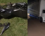 Acidente entre moto e caminh&atilde;o deixa duas pessoas feridas na MG-431