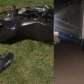 Acidente entre moto e caminhão deixa duas pessoas feridas na MG-431