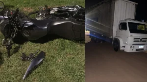 Acidente entre moto e caminhão deixa duas pessoas feridas na MG-431