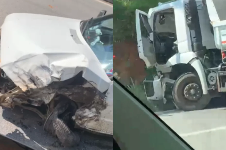 Acidente entre carro e caminh&atilde;o &eacute; registrado perto de ped&aacute;gio em S&atilde;o Sebasti&atilde;o do Oeste