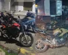 Policiamento motorizado da Polícia Militar durante operação de trânsito em Pará de Minas