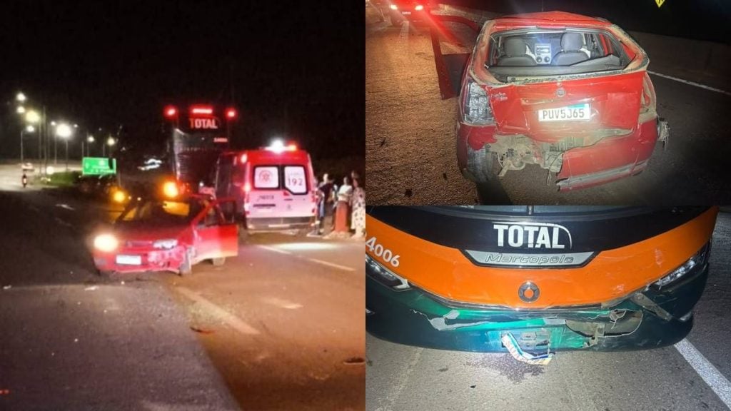 Acidente entre carro e ônibus deixa três feridos na MG-050, em Itaúna