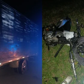 Acidente entre motocicleta e caminh&atilde;o na MG-050, em Ita&uacute;na