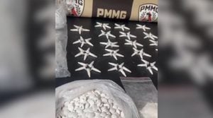 Materiais apreendidos pela Pol&iacute;cia Militar durante ocorr&ecirc;ncia de drogas no Bairro Davanuze, em Divin&oacute;polis.
