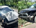 Ve&iacute;culos envolvidos em colis&atilde;o na BR-354, no km 465, em Arcos, Minas Gerais.