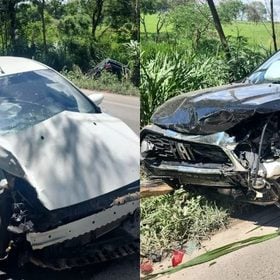 Ve&iacute;culos envolvidos em colis&atilde;o na BR-354, no km 465, em Arcos, Minas Gerais.