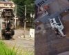 Caminhão tomba e fica 'de pé' após não conseguir subir morro em Pará de Minas