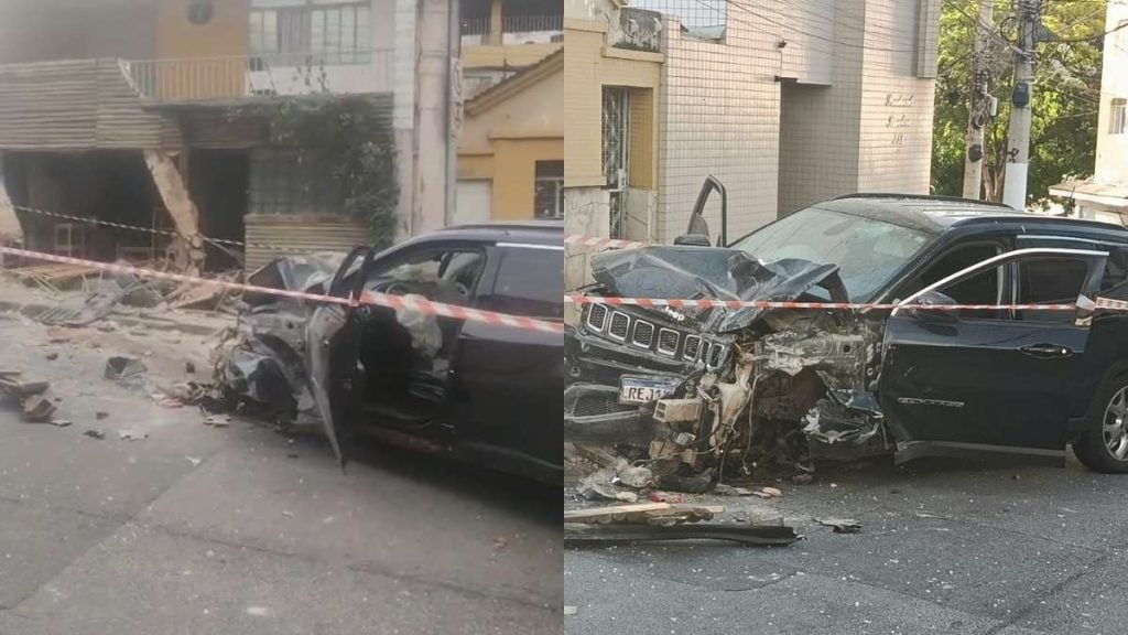 Carro atinge muro de casa no Afonso Pena, em Divin&oacute;polis; motorista fica ferida