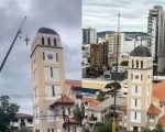 Cruz do Santu&aacute;rio de Santo Ant&ocirc;nio &eacute; retirada para manuten&ccedil;&atilde;o em Divin&oacute;polis