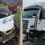 Homem morre ap&oacute;s caminhonete bater de frente com carreta na MG-050, em Formiga