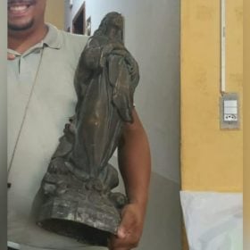 Imagem que foi furtada de jardim de igreja é recuperada em Divinópolis