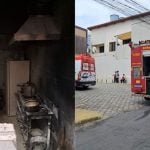 Inc&ecirc;ndio em padaria deixa funcion&aacute;ria ferida no Centro de Divin&oacute;polis