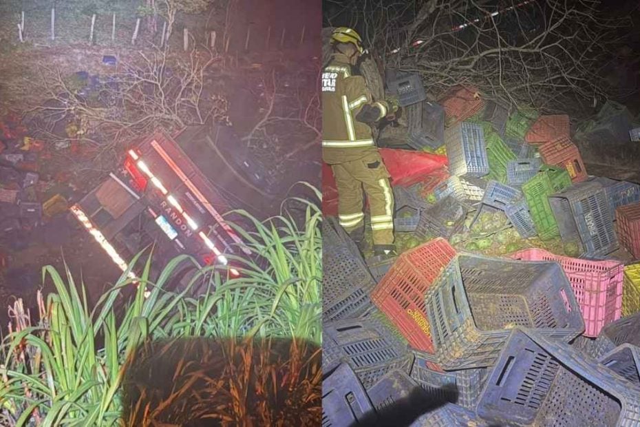 Motorista morre ap&oacute;s caminh&atilde;o com abacate tombar na BR-354, em Formiga