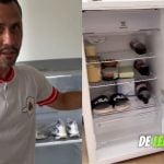 P&eacute; frio? Cleitinho guarda t&ecirc;nis e chinelos na geladeira e detalhe chama aten&ccedil;&atilde;o