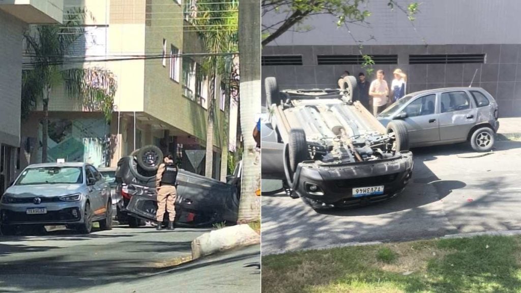 V&iacute;deo Carro capota na av. Divino Esp&iacute;rito Santo, em Divin&oacute;polis