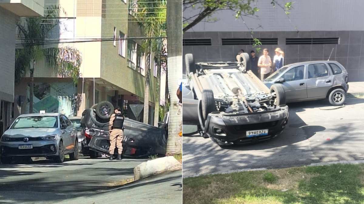 V&iacute;deo Carro capota na av. Divino Esp&iacute;rito Santo, em Divin&oacute;polis