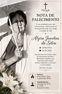 Nota de Falecimento: Comunidade lamenta a perda de Alzira Juscelina da Silva