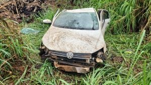 Motorista tenta desviar de motocicleta e capota carro na BR-354 em Formiga