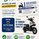 APAE de Divin&oacute;polis promove a&ccedil;&atilde;o solid&aacute;ria com sorteio de moto e bilhetes a R$ 25