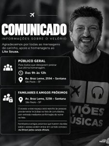 Velório de Lito Sousa será aberto ao público em São Paulo; detalhes sobre cerimônia e despedida