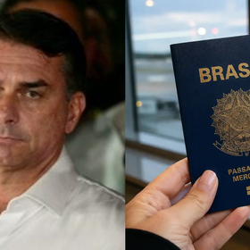 Senador Fl&aacute;vio Bolsonaro durante manifesta&ccedil;&atilde;o p&uacute;blica