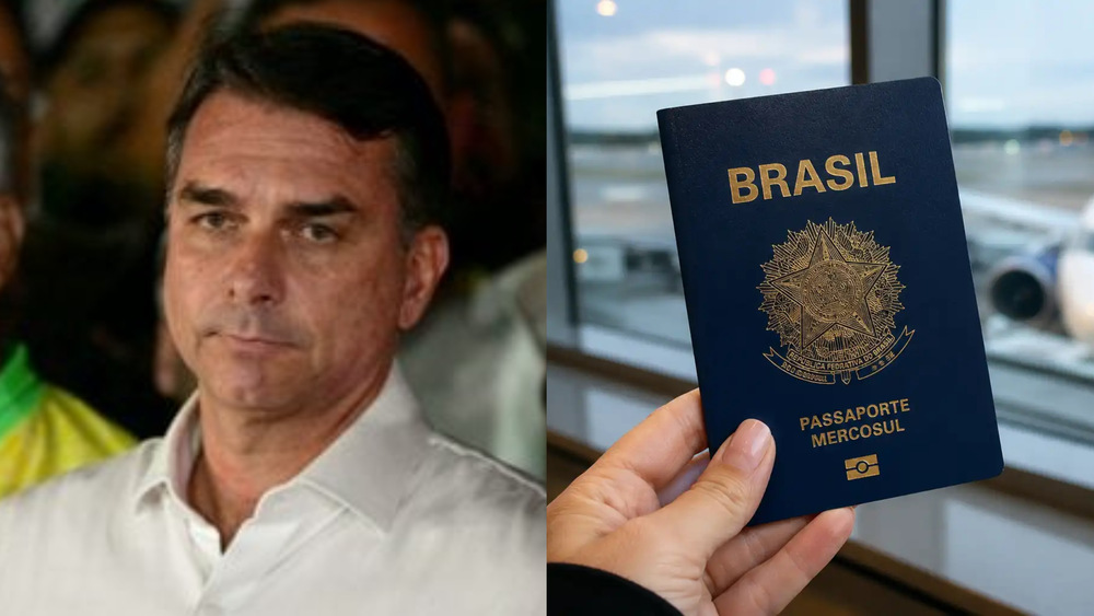 Senador Fl&aacute;vio Bolsonaro durante manifesta&ccedil;&atilde;o p&uacute;blica